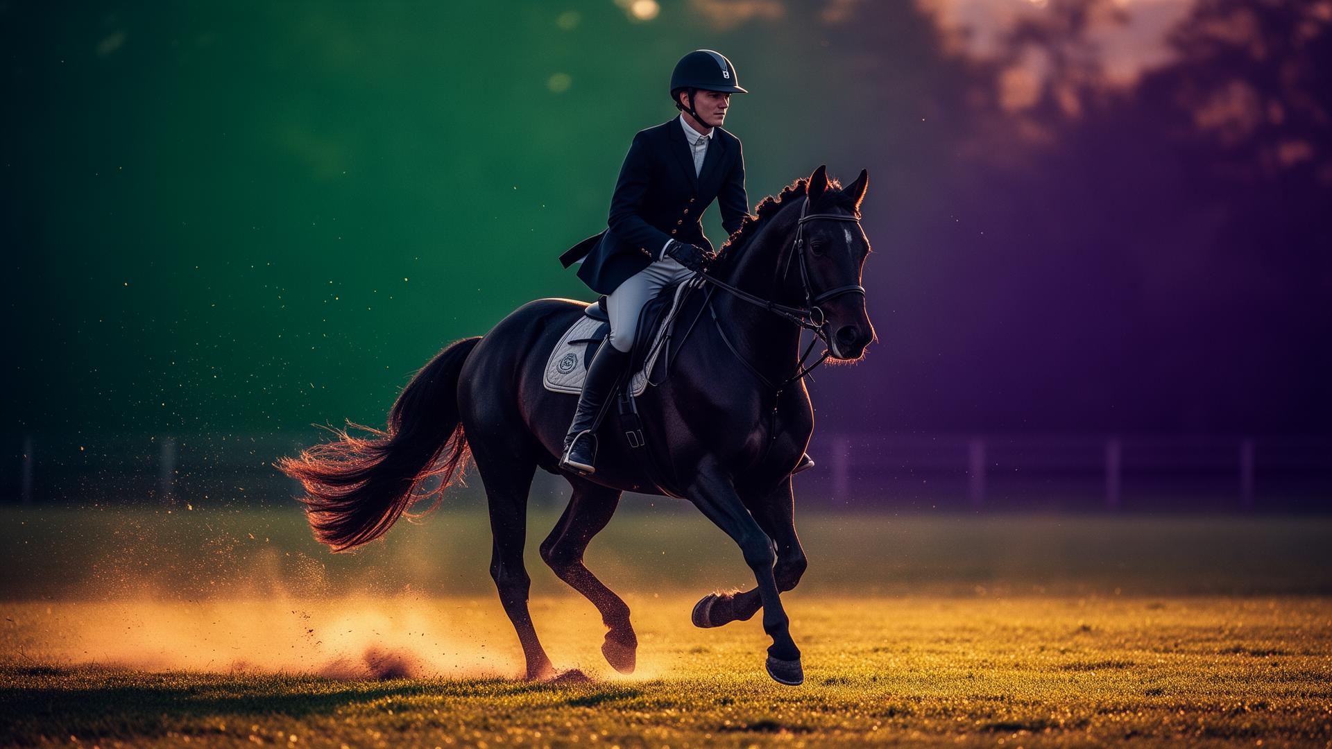 Equestrian rider at golden hour